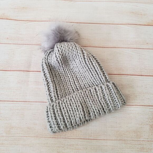 Hat Attack Bryce Knit Removable Pom Pom Beanie Hat One Size Light Grey Warm main image 6